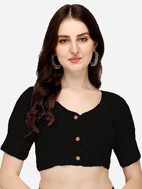 HERE&NOW Chikankari Embroidered Cotton Saree Blouse