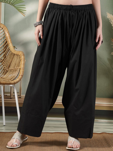 Clora Creation Women Solid Loose Fit Cotton Farshi Salwar