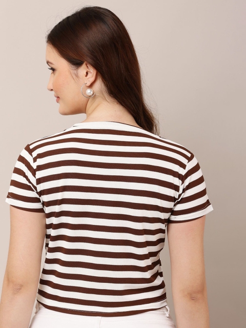 Mast & Harbour Striped Cropped Slim Fit T-shirt - Image 5