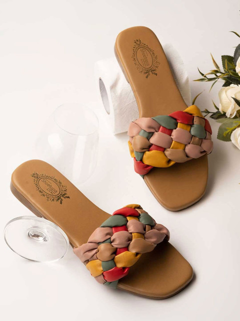 Stylestry Women Synthetic Colourblocked Open Toe Flats