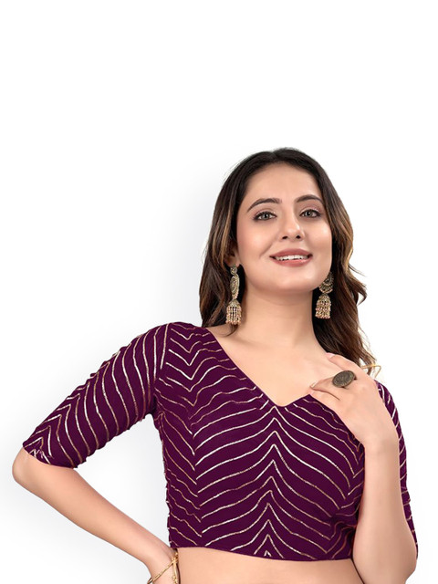 HERE&NOW Embroidered Radymade Saree Blouse