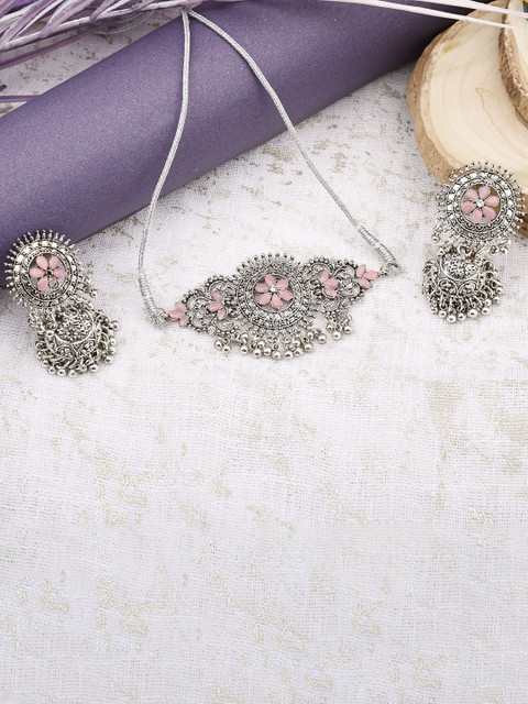 Sangria Oxidised Stone-Studded Jewellery Set