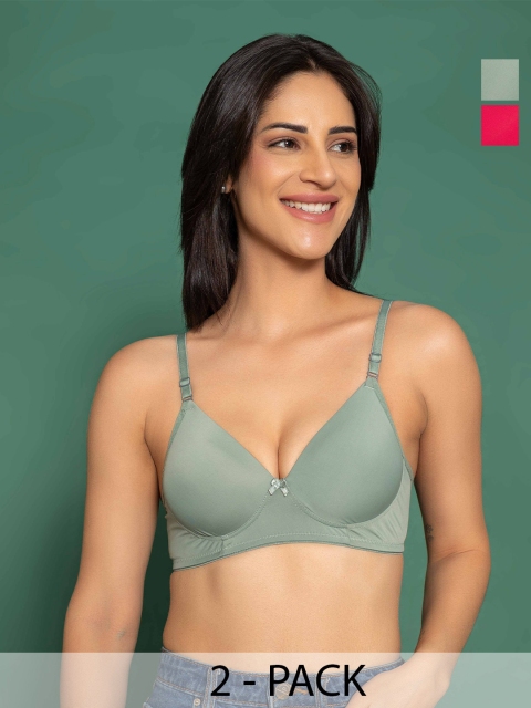 DressBerry Women Pack of 2 Full Coverage Lightly Padded T-shirt Bra
