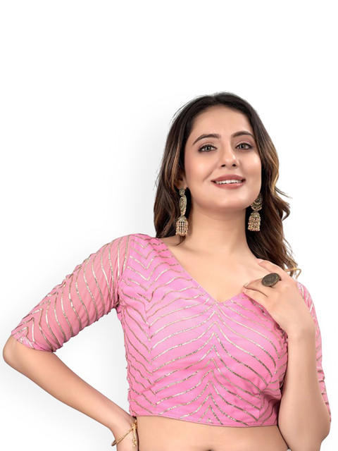 HERE&NOW Embroidered Radymade Saree Blouse