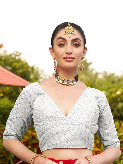 HERE&NOW Embroidered Radymade Saree Blouse