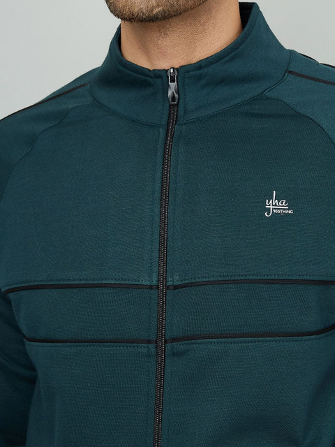 YHA Men Striped Fleece Lightweight Running Sporty Jacket - Image 2