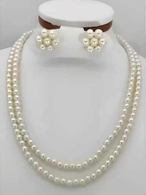 Sangria Set Of 2 Single & Double Line Mala Beaded Jewellery Set