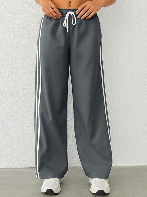 SAKHWALA Women Loose Fit Wide Leg Track Pant