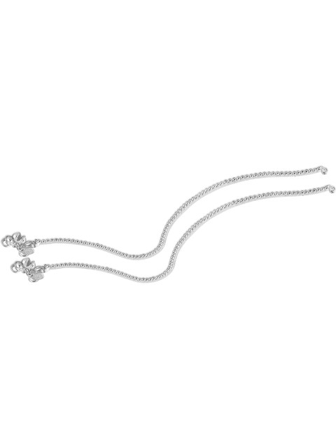 Heer Collection Silver-Plated Ghungroo Beaded Anklet