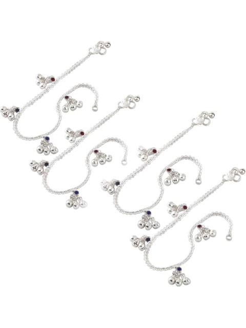 Lila Set Of 2 Ghungroo Beaded Sitara Goli Latkan Anklets