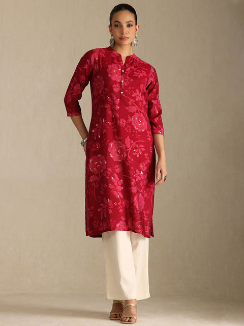 Soch Floral Printed Mandarin Collar Straight Kurta
