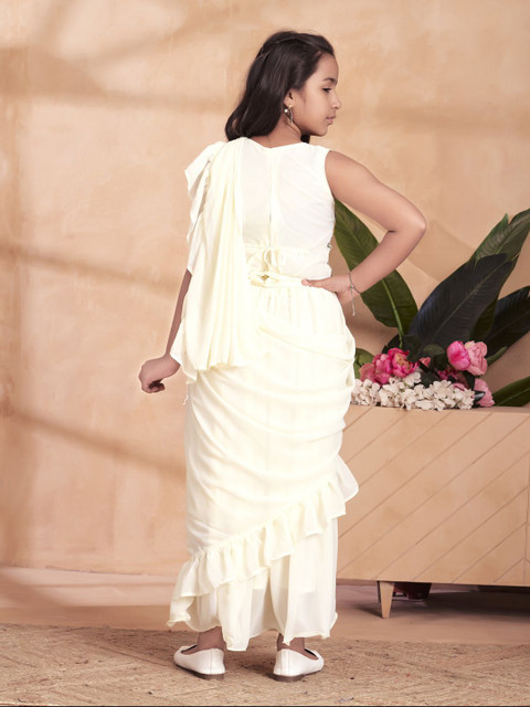 Aarika Girls Pure Georgette Belted Saree - Image 5