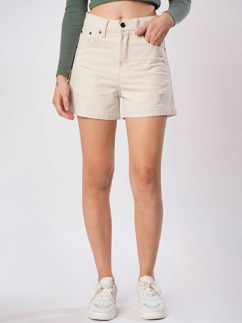 Bene Kleed Women High-Rise Distressed Denim Shorts