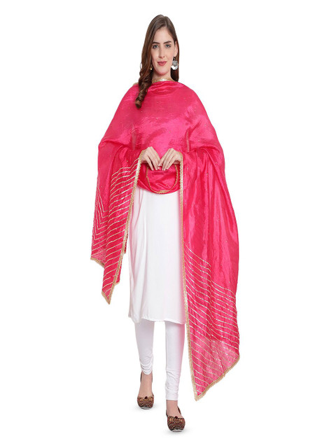 Karthav Fashion Striped Silk Dupatta