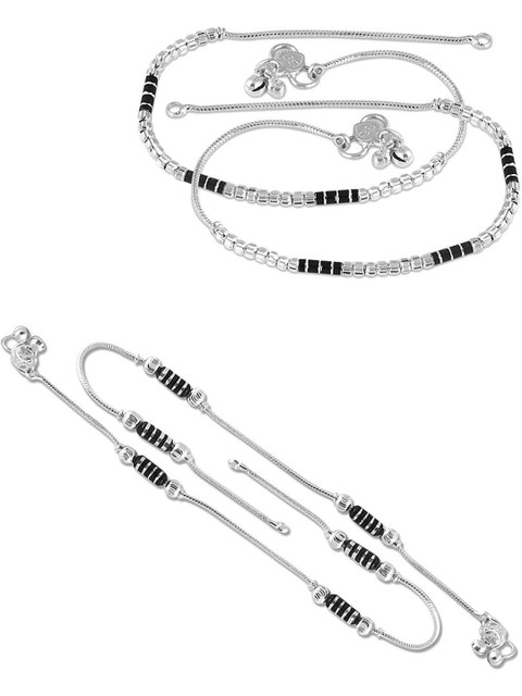 Lila Set Of 4 Silver-Plated Anklets