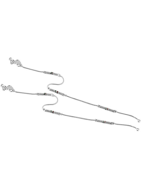 Heer Collection Set Of 2 Silver-Plated Ghungroo Beaded Anklets - Image 3