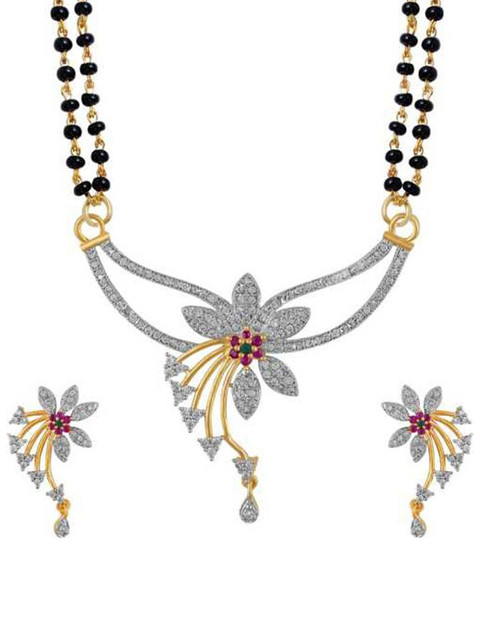 Sangria Stone-Studded & Beaded Mangalsutra