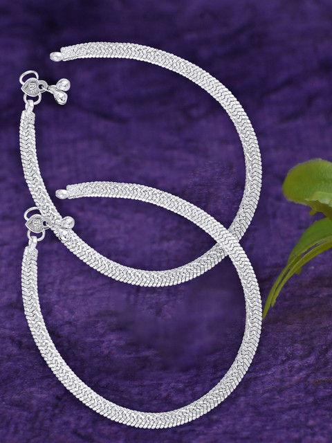 Heer Collection Silver-Plated Ghungroo Beaded Anklet