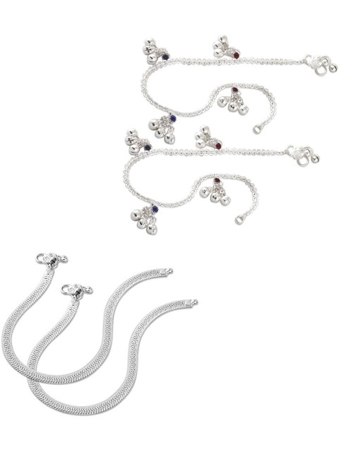 Lila Set Of 4 Silver-Plated Anklets