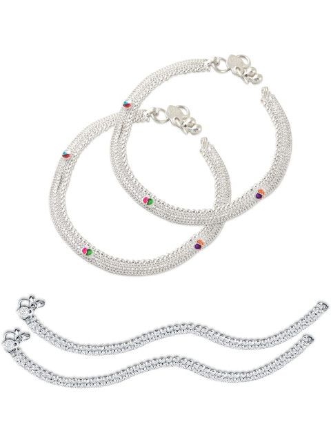 Lila Set Of 2 Ghungroo Beaded Anklets