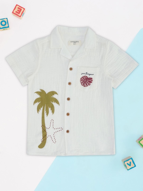 Pantaloons Junior Boys Floral Printed Spread Collar Half Sleeves Casual Shirt