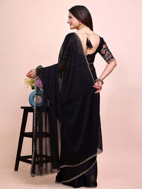 K 5 Fashion Embroidered Pure Chiffon Saree