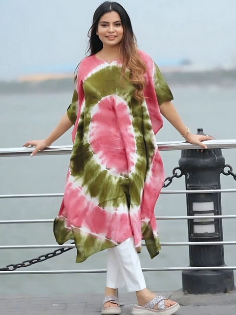 CORSICA Women Ethnic Motifs Dyed Kaftan Kurta