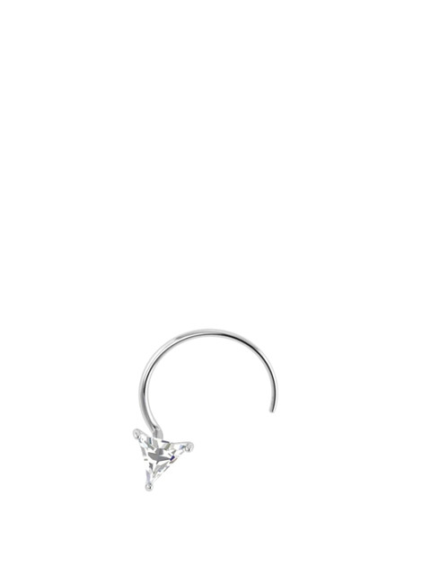 SOMYA 925 Sterling Silver Cubic Zirconia Studded Triangle Shaped Stud Nosepin