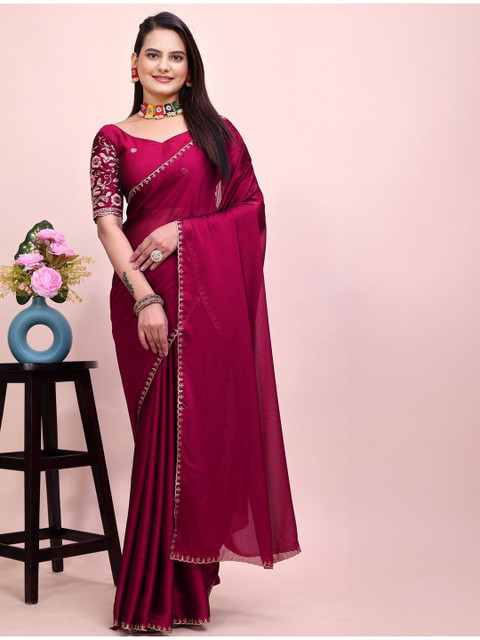 K 5 Fashion Embroidered Pure Chiffon Saree