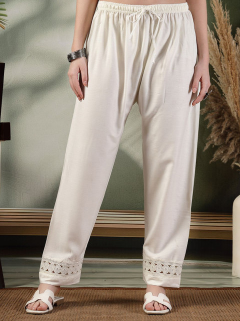 Clora Creation Women Floral Embroidered Straight Fit Ethnic Palazzos