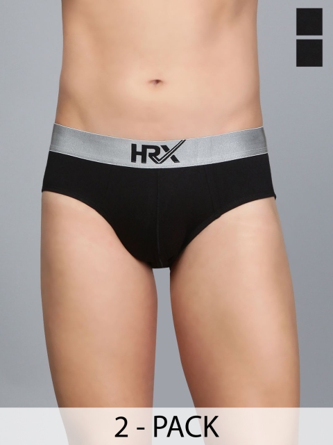 HRX by Hrithik Roshan Pack Of 2 Pure Cotton Basic Briefs HRX_BRF_001_BLK/BLK/_2PC-BLACK