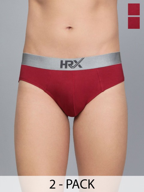 HRX by Hrithik Roshan Pack Of 2 Pure Cotton Basic Briefs HRX_BRF_001_MN/GR/_2PC-MAROON