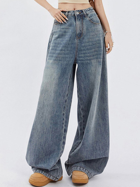 DressBerry Women Regular Fit Mid-Rise Low Distress Heavy Fade Cotton Jeans