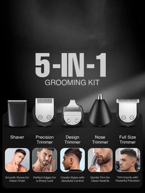 VGR Professional 10 In 1 Grooming Kit With LED Display V-108 - Black - Image 4