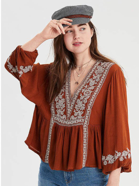 Aaghnya Women 1Ethinic Motifs Embroidered A-line Top