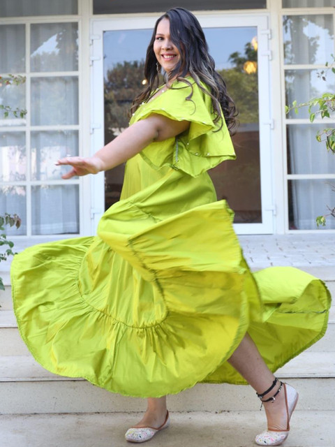 Swadeshi Shringaar Women Plus Size Embellished Tiered Fit & Flare Maxi Dress - Image 7