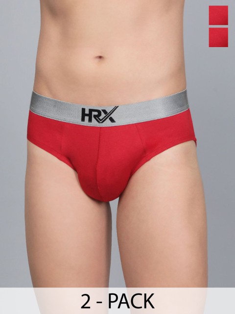 HRX by Hrithik Roshan Pack Of 2 Pure Cotton Basic Briefs HRX_BRF_001_RD/BLK/_2PC-RED