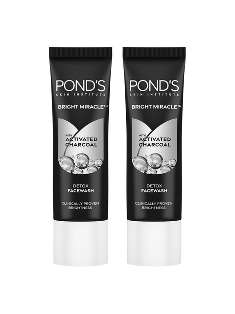 Ponds Set Of 2 Bright Miracle Detox Facewash With Charcoal - 15g Each