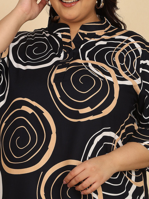 ISHQY Plus Size Floral Printed Pure Cotton Top With Palazzo Co-Ords - Image 2