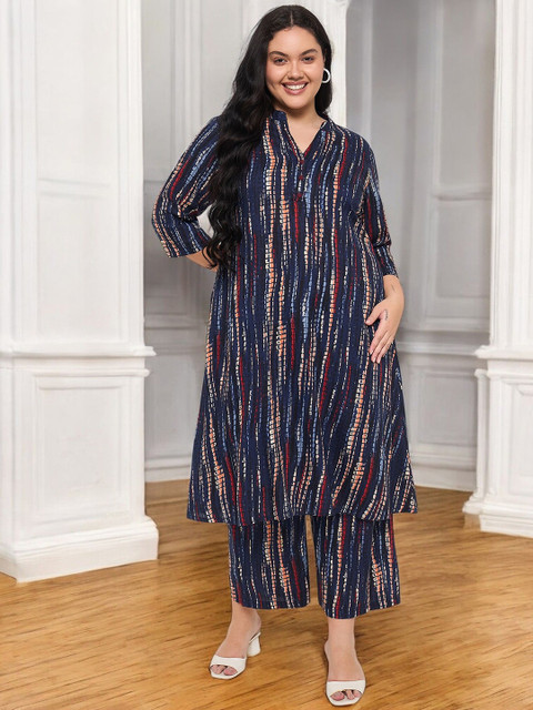 Azira Women Plus Size Abstract Printed Kurta with Palazzo