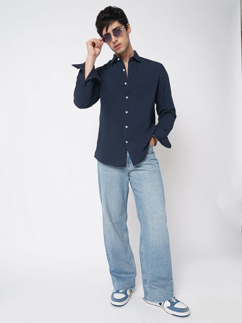 VASTRADO Classic Textured Seersucker Cutaway Collar Slim Fit Shirt - Image 6