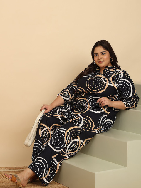 ISHQY Plus Size Floral Printed Pure Cotton Top With Palazzo Co-Ords - Image 5