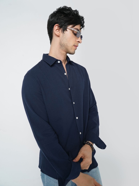 VASTRADO Classic Textured Seersucker Cutaway Collar Slim Fit Shirt - Image 3