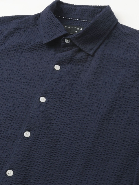 VASTRADO Classic Textured Seersucker Cutaway Collar Slim Fit Shirt - Image 7