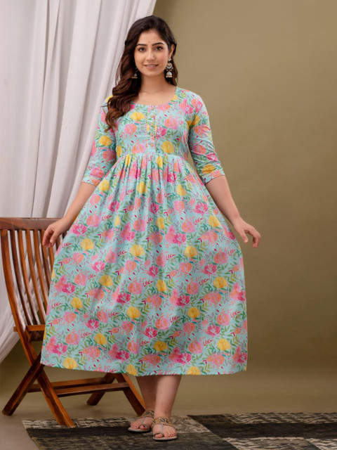 Moda Rapido Women Floral Printed Maternity Cotton Anarkali Kurtas