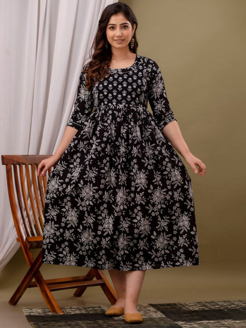 Moda Rapido Women Floral Printed Maternity Cotton Anarkali Kurtas