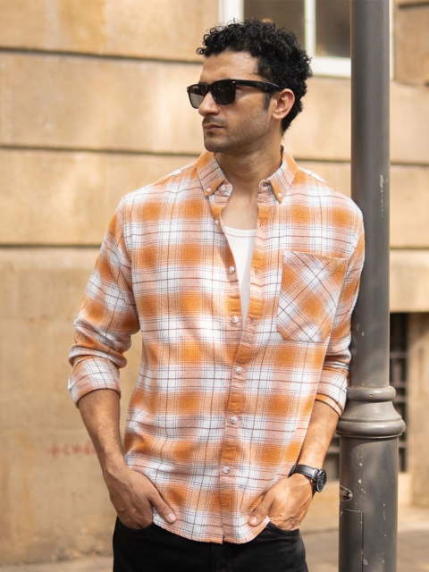 Powerlook Windowpane Checked Pure Cotton Shirt