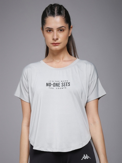 MKH Women Dri-Fit Typography Printed Round Neck Slim Fit T-shirt