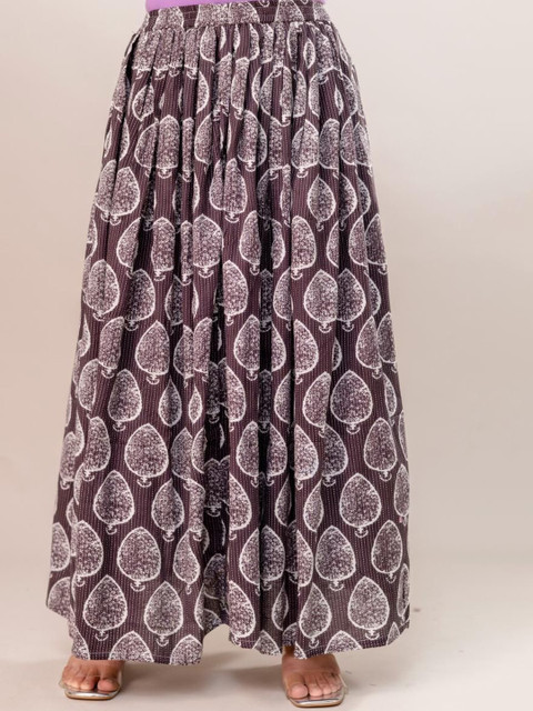 SUNEKH Printed Flared Maxi Skirt