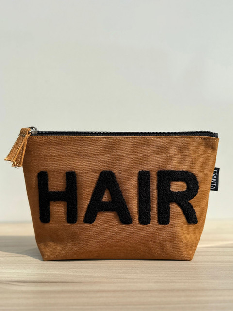 TSANTA Tan Brown & Black Hair Printed Canvas Pouch